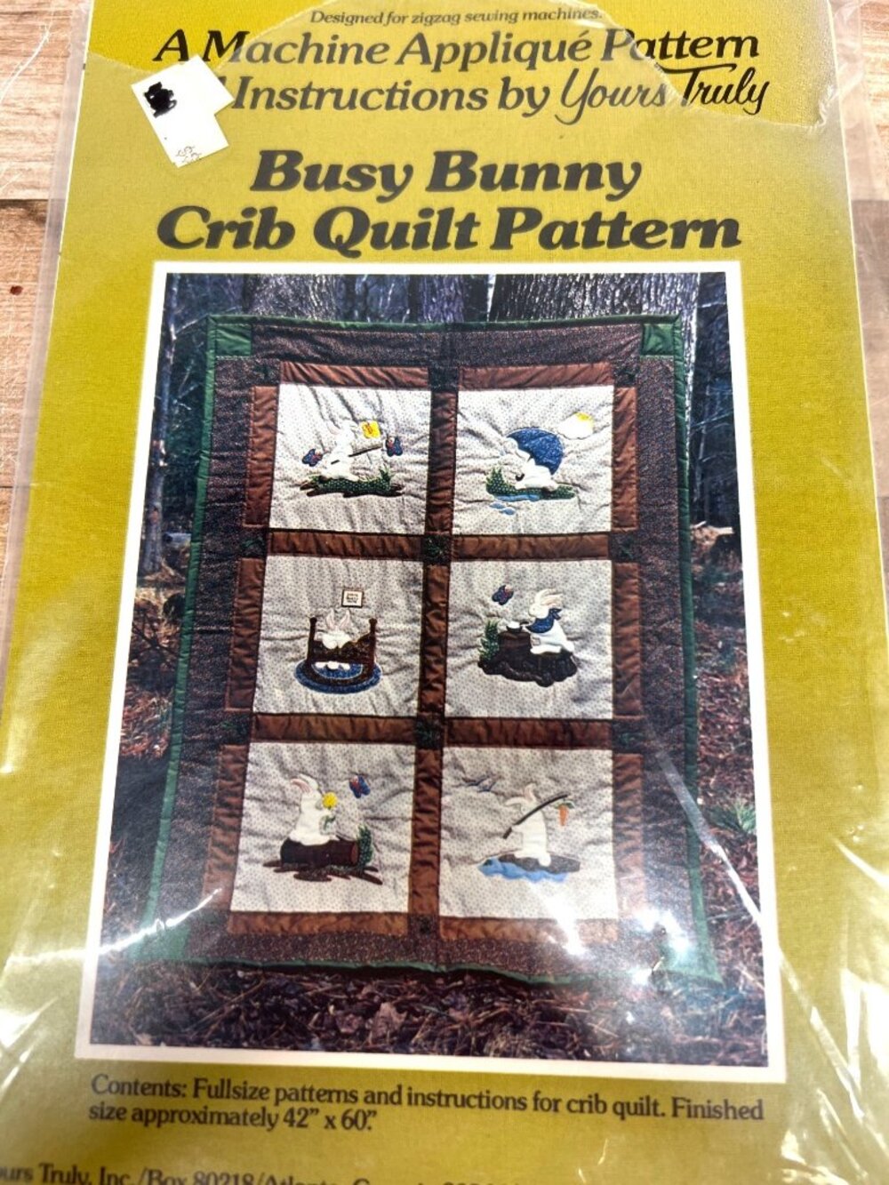 Busy Bunny Crib Quilt Pattern Machine Applique By Yours Truly 42" X 60"